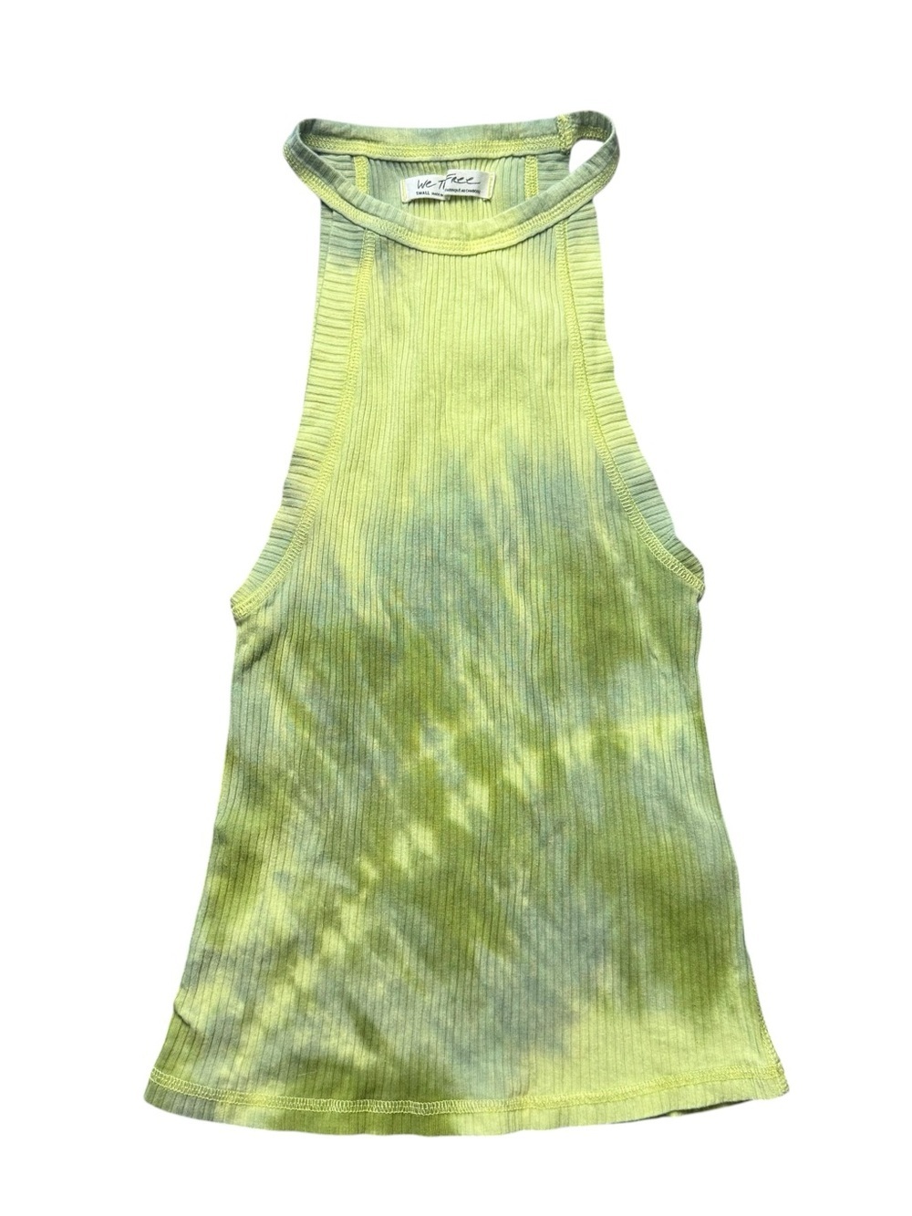 We The Free Easy Breezy Ribbed Halter Tank Top Tie Dye Green/Yellow Size S - Picture 3 of 7